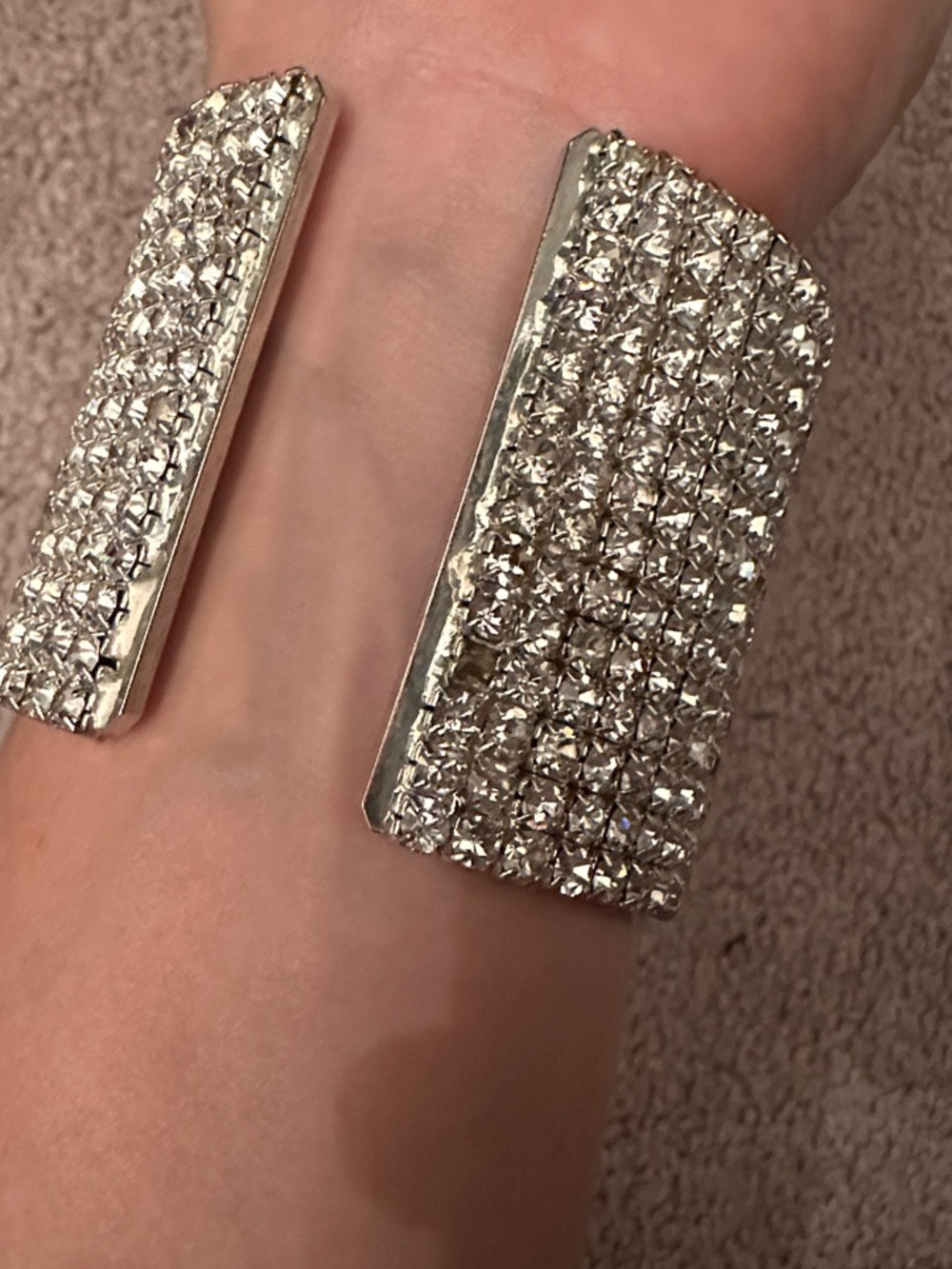 bebe Crystal-Embellished Wide Cuff Bracelet - Silver - Picture 5 of 6
